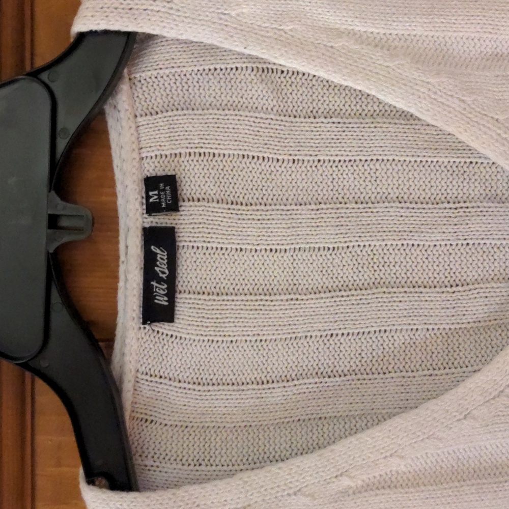 Wet Seal Egret Ribbed Cropped Cotton/Acrylic Blend V-neck Sweater 🔥Host Pick🔥 - Picture 10 of 13